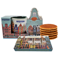 TTD Gifts Geschenkset Amsterdam – Stroopwafels und Schokoladenbecher