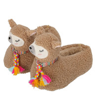 Typisch Hollands Dierenpantoffels - alpaca`s - bruin