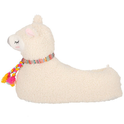 Typisch Hollands Dierenpantoffels - alpaca`s - wit