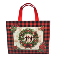 Typisch Hollands Shopper Kerst - Kerstkrans  geruit