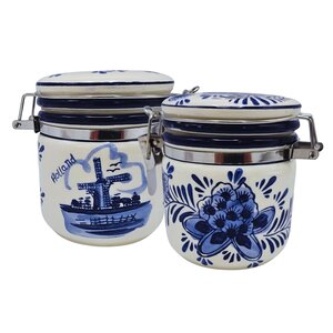 Typisch Hollands Delfts-blauw voorraadpot molen 9 cm