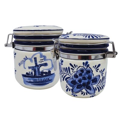 Venco Delfts-blauw voorraadpot molen met Venco drop