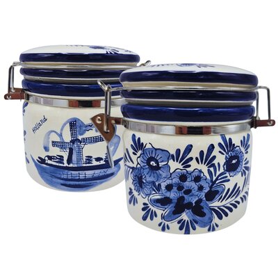 Typisch Hollands Delft blue storage jar - with syrup waffles