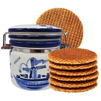 Typisch Hollands Delfter blauer Vorratsbehälter - mit Sirupwaffeln