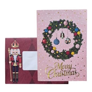 Typisch Hollands Double Christmas card in envelope - Pink and gold