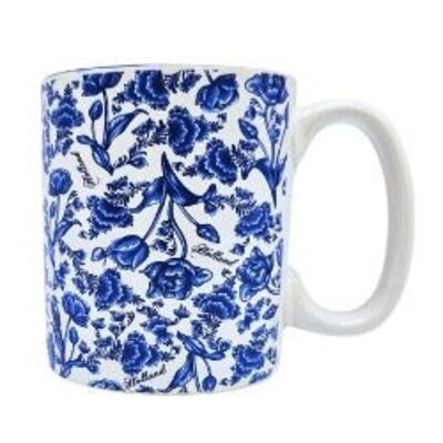 TTD Gifts Delft blue mug with floral motif and tulips