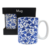 Typisch Hollands Delft blue mug with floral motif and tulips