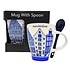 Typisch Hollands Mug with spoon - Delft blue gable houses