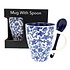 Typisch Hollands Mok met lepel - Delfts blauw bloemmotief