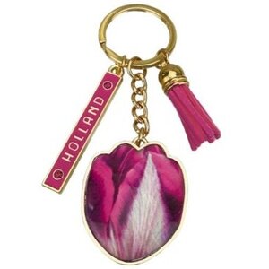 Typisch Hollands Sleutelhanger Holland tulp - violet -wit