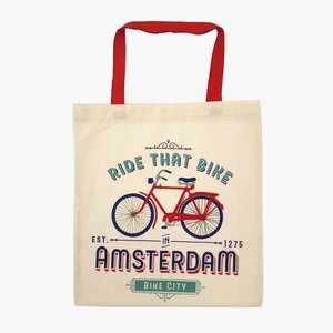 Matix Amsterdam cotton bag - with red carrying handles