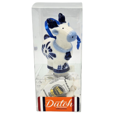 TTD Gifts Geschenkbox - Delfts blauwe  kersthanger - Rendier met Haagse hopjes