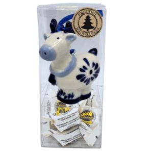 TTD Gifts Geschenkbox - Delfts blauwe  kersthanger - Rendier met Haagse hopjes