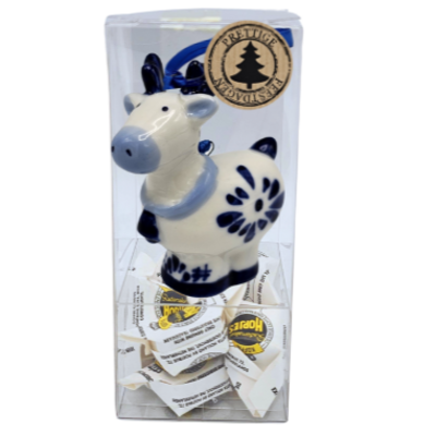 Typisch Hollands Geschenkbox - Delfts blauwe  kersthanger - Rendier met Haagse hopjes