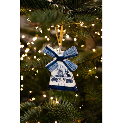 Typisch Hollands Small windmill Christmas ornament on a gold ribbon