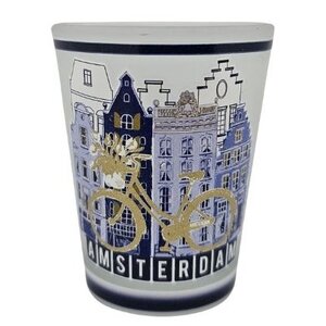 Typisch Hollands Delft Blue Bicycle Shot Glasses - Amsterdam - Frosted - Set of 2 - Copy