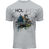 Typisch Hollands T-shirt Licht grijs-  ecoline - Windmolen Holland