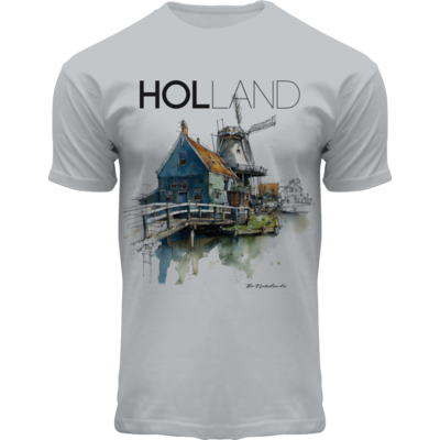 Typisch Hollands Hellgraues T-Shirt - Ecoline - Windmill Holland