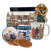 Typisch Hollands Amsterdam Geschenkset – Tasse, Dose Sirupwaffeln und Schokolade in einer luxuriösen Geschenkbox