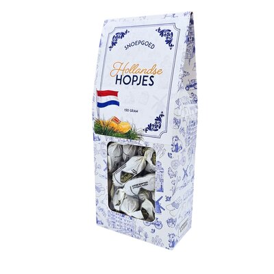 Typisch Hollands Holländischer Hopfen in einer Delfter blauen Schachtel