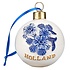 Matix Delfterblauer Weihnachtsschmuck mit goldenen, runden Blüten