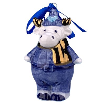 Matix Weihnachtsschmuck Rentier Delfter Blau mit Gold