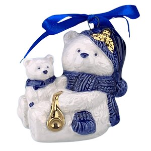 Typisch Hollands Weihnachtsschmuck Bär Delfter Blau mit Gold