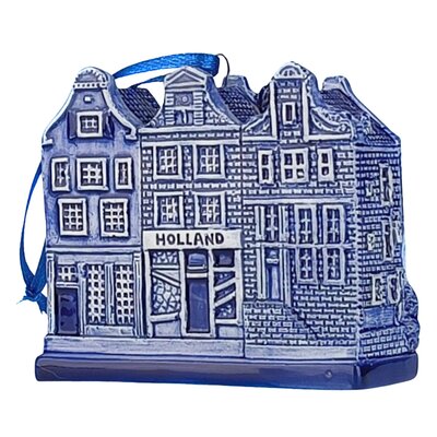 Matix Kerstornament 3 huisjes Delfts-blauw
