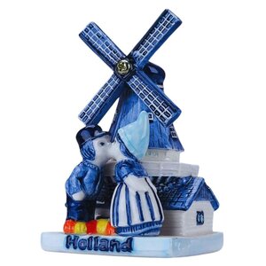 Heinen Delfts blauw Delft blue - Windmill with kisses 7 cm Holland