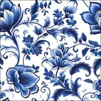 Typisch Hollands Delft Blue Napkins - Floral Motif