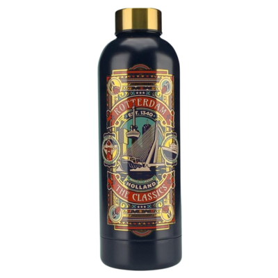 Typisch Hollands Wasserflasche (Isolierflasche) Rotterdam – blau/gold