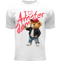 Holland fashion Kinder T-shirt Witte Teddy Painter Amsterdam