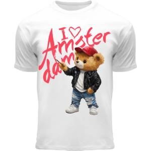 Holland fashion Kinder T-shirt Witte Teddy Painter Amsterdam