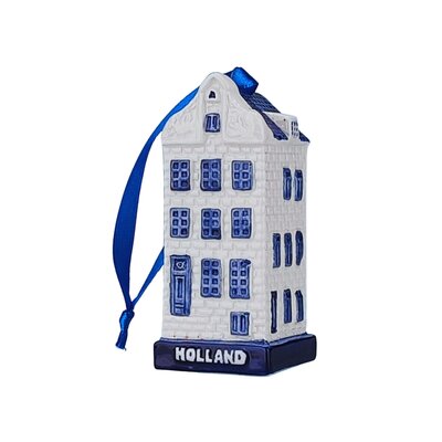 Matix Christmas ornament ceramic house with spouted gable - Delft blue
