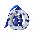 Heinen Delfts blauw Kerstornament keramiek ring met fiets
