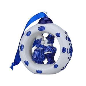 Heinen Delfts blauw Weihnachtsschmuckring aus Keramik mit Fahrradmotiv