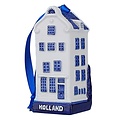 Matix Kerstornament keramiek huisje klokgevel - delftsblauw