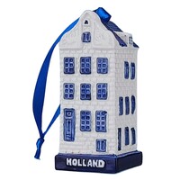Matix Kerstornament keramiek huisje tuitgevel - delftsblauw