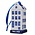 Typisch Hollands Kerstornament keramiek huisje tuitgevel - delftsblauw