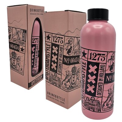 Typisch Hollands Wasserflasche (Isolierflasche) – rosa – Amsterdamer Stil