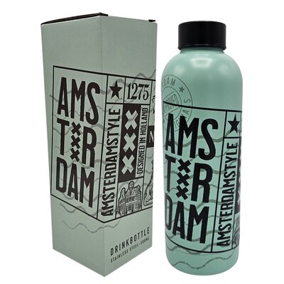 Typisch Hollands Waterfles (isoleerfles)  -groen - Amsterdam style