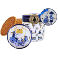 Stroopwafels (Typisch Hollands) Stroopwafel-Geschenkset mit Delfter Blau-Weihnachtsanhänger – küssendes Paar