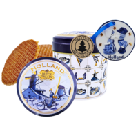 Stroopwafels (Typisch Hollands) Stroopwafel gift-set met Delfts blauw kersthanger - kuspaar