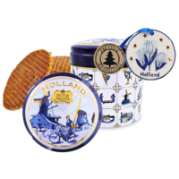 Stroopwafels (Typisch Hollands) Stroopwafel gift-set met Delfts blauw kersthanger - tulpen