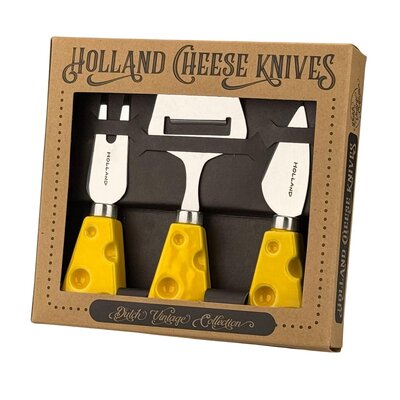 Typisch Hollands Cheese knives - in gift packaging Holland - yellow