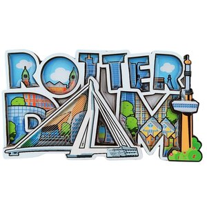 Typisch Hollands Magneet -  letters Erasmusbrug Rotterdam