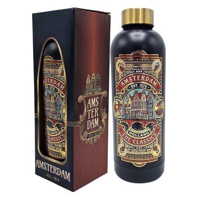 Typisch Hollands Wasserflasche (Isolierflasche) – Amsterdam – blau/gold