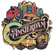 Typisch Hollands Magneet Amsterdam (Ornaments) - Vintage -Molens-Fiets-Huisjes