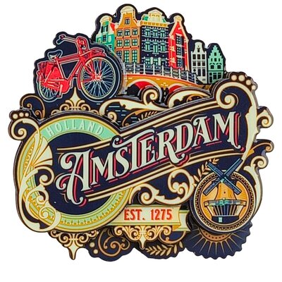 Typisch Hollands Magnet Amsterdam (Ornaments) - Vintage -Windmills-Bicycle-Houses