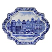 Heinen Delfts blauw Wandbord - Applique Amsterdam horizontaal